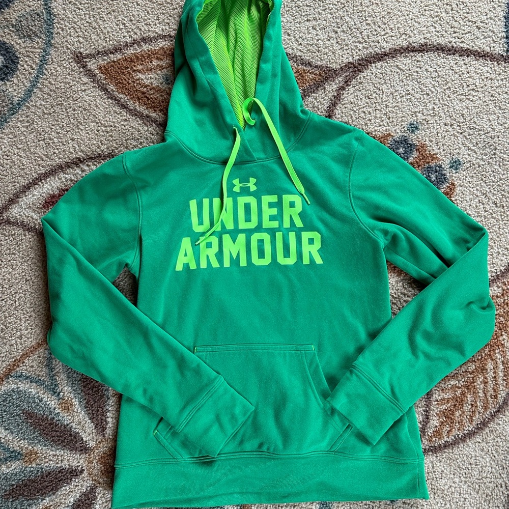 Under Armour Neon Green Pullover Hoodie with Yellow Accent